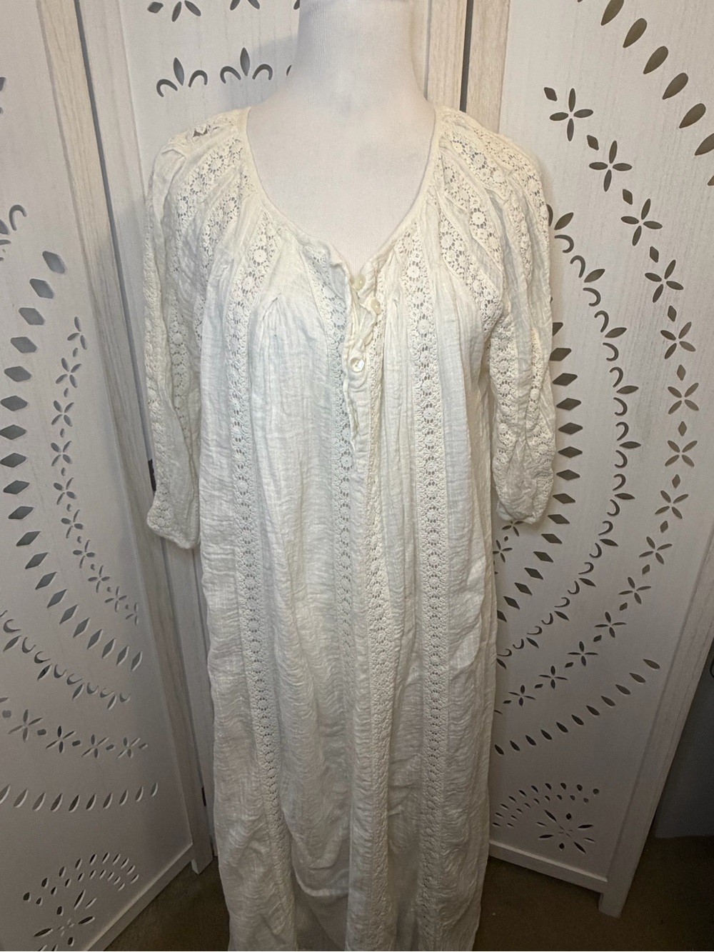 100% Cotton Boho Ivory Lace Dress
